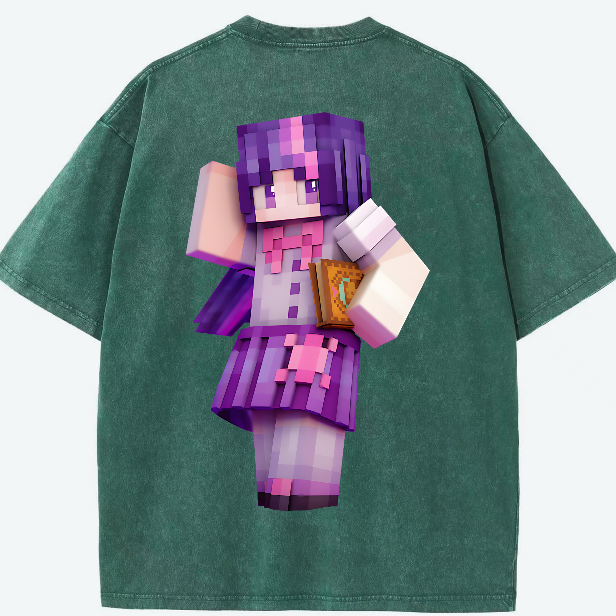 （画像用） マインクラフト ブロックの世界 Minecraft MC Block world 綿100% ヴィンテージ風 半袖Tシャツ（背面プリント）